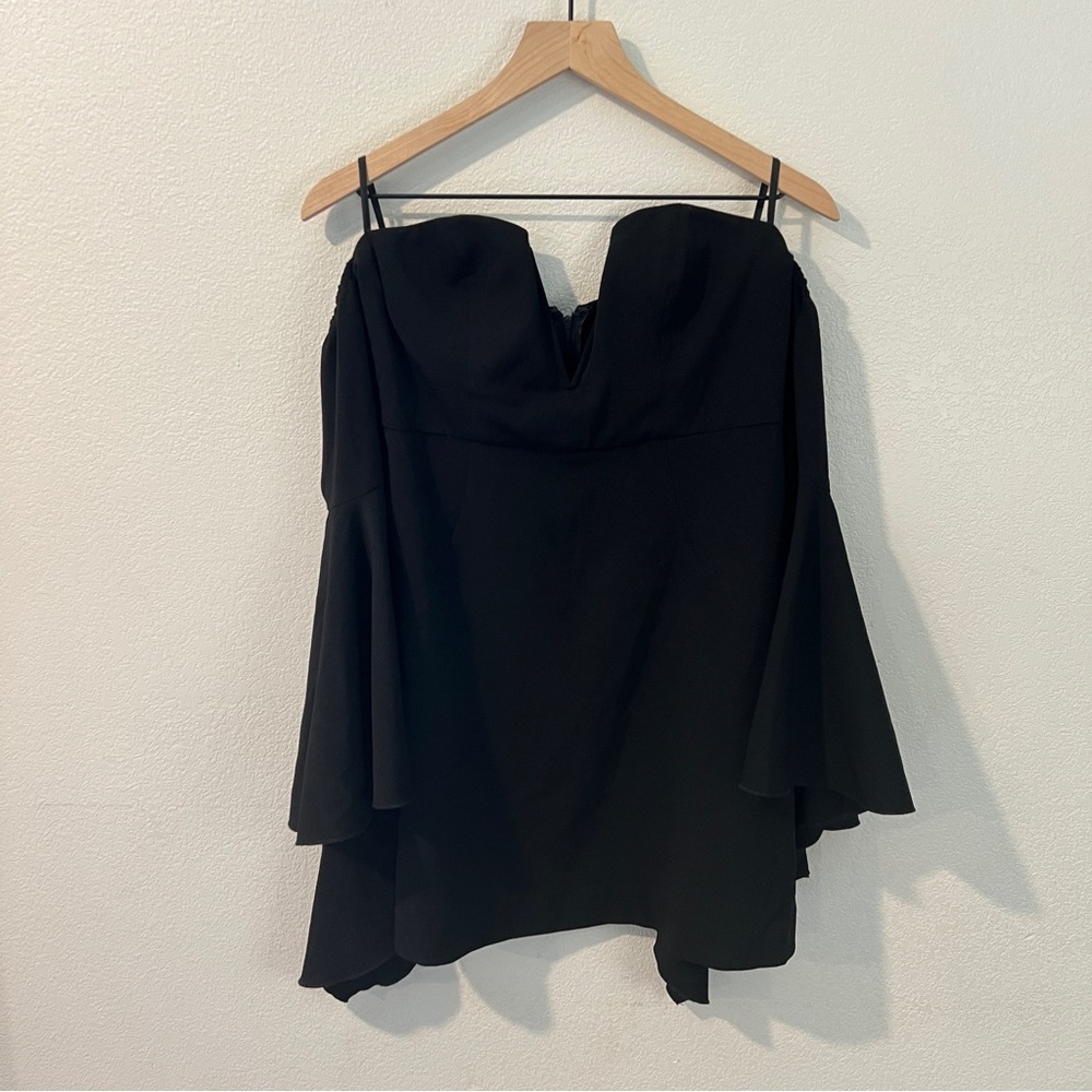 Nasty Gal Black Off The Shoulder Bell Sleeve Mini Fit &‎ Flare Dress Size M